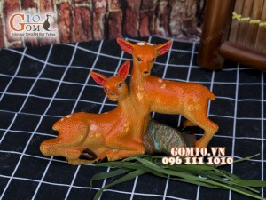 Tượng gốm 2 chú hươu sao 14cm