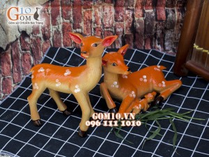 Tượng gốm 2 chú hươu sao 16cm