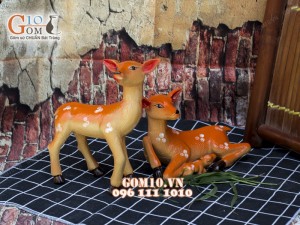 Tượng gốm 2 chú hươu sao 16cm