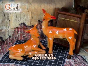 Tượng gốm 2 chú hươu sao 60cm