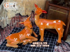 Tượng gốm 2 chú hươu sao 30cm