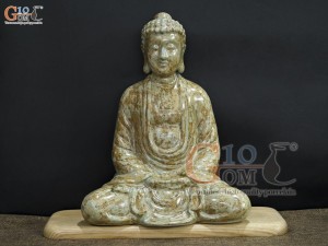 Tượng gốm A Di Đà Phật men hỏa biến, cao 30cm