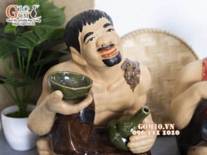 Tượng gốm Chí Phèo - Thị Nở, 35cm