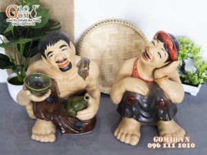 Tượng gốm Chí Phèo - Thị Nở, 35cm