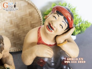 Tượng gốm Chí Phèo - Thị Nở, 35cm