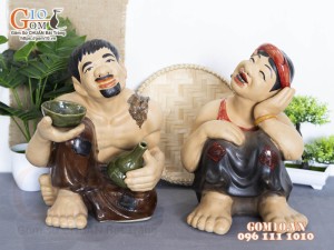 Tượng gốm Chí Phèo - Thị Nở, 35cm Tượng gốm Chí Phèo - Thị Nở, 35cm