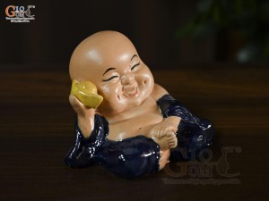 Tượng gốm Chú Tiểu Chiêu Tài cao 7,5cm (Màu ngẫu nhiên)