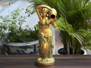 Tượng gốm cô gái đổ nước màu đồng cao 51cm
