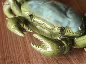 Tượng gốm con cua men xanh, 25cm