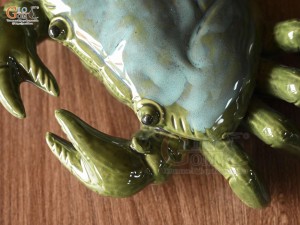 Tượng gốm con cua men xanh, 25cm