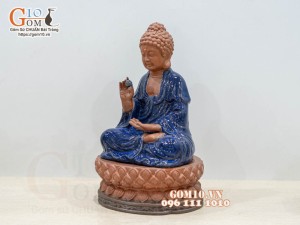 Tượng gốm đất đỏ dáng Phật Bà Quan Âm, cao 26cm