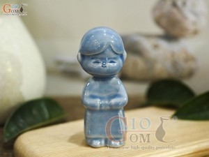 Tượng gốm Em bé Việt Nam men hỏa biến, cao 11cm (Bé nam đứng)