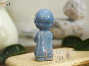 Tượng gốm Em bé Việt Nam men hỏa biến, cao 11cm (Bé nam đứng)