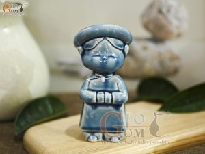 Tượng gốm Em bé Việt Nam men hỏa biến xanh ngọc, cao 16cm (Bé gái đứng)