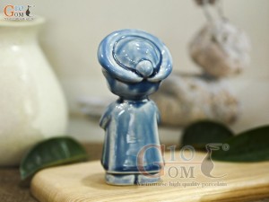 Tượng gốm Em bé Việt Nam men hỏa biến xanh ngọc, cao 16cm (Bé gái đứng)