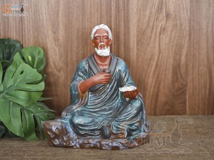 Tượng gốm Lý Bá Nha uống trà đọc sách, cao 22cm