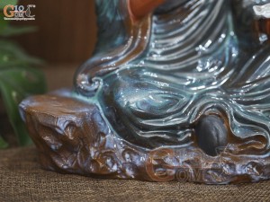 Tượng gốm Lý Bá Nha uống trà đọc sách, cao 22cm