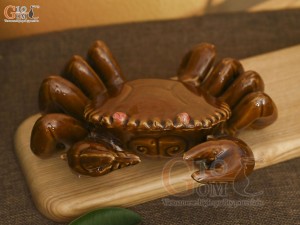 Tượng gốm men màu dáng con Cua, 20cm