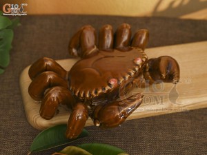 Tượng gốm men màu dáng con Cua, 20cm