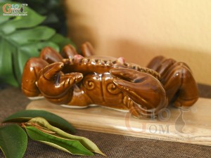 Tượng gốm men màu dáng con Cua, 20cm