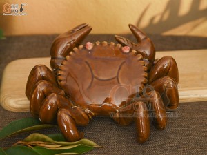 Tượng gốm men màu dáng con Cua, 24cm