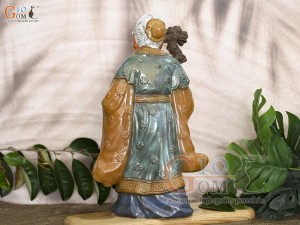 Tượng gốm ông Thọ men màu, cao 38cm (Có Gậy)