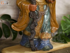 Tượng gốm ông Thọ men màu, cao 38cm (Có Gậy)