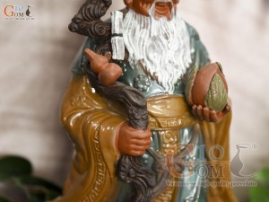 Tượng gốm ông Thọ men màu, cao 38cm (Có Gậy)