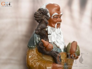 Tượng gốm ông Thọ men màu, cao 38cm (Có Gậy)