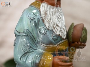 Tượng gốm ông Thọ men màu, cao 38cm (Ghép Cây)