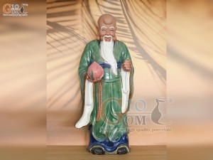 Tượng gốm ông Thọ men màu, cao 45cm