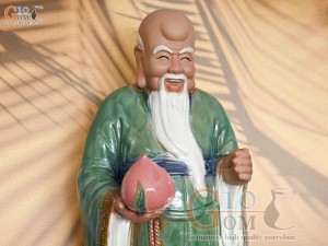 Tượng gốm ông Thọ men màu, cao 45cm