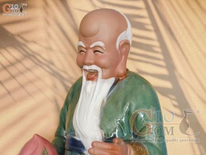 Tượng gốm ông Thọ men màu, cao 45cm