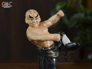 Tượng gốm võ sư La Hán xanh, cao 16.5cm (thế 3)