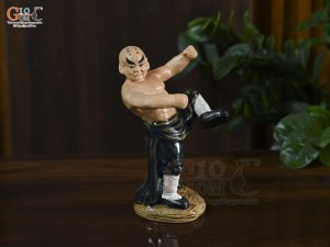 Tượng gốm võ sư La Hán xanh, cao 16.5cm (thế 3)
