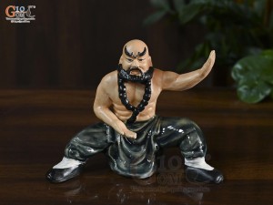 Tượng gốm võ sư xanh, cao 13.5cm (thế 2)