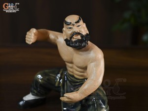Tượng gốm võ sư xanh, cao 14.5cm (thế 3)