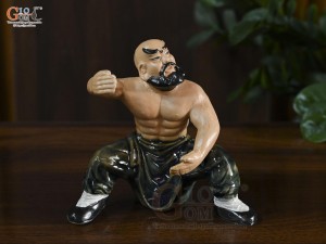 Tượng gốm võ sư xanh, cao 14.5cm (thế 3)