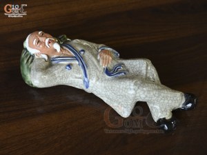 Tượng há miệng chờ sung men rạn dài 18cm