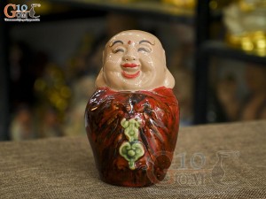 Tượng hoan hỷ men màu đỏ, cao 16cm (Mẫu 05)
