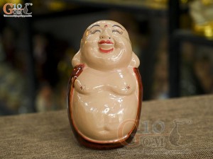 Tượng hoan hỷ men màu đỏ, cao 19cm (Mẫu 01)