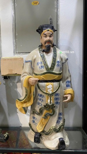 Tưởng Khổng Minh men rạn, cao 80cm