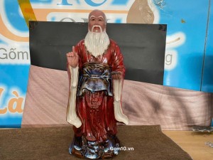 Tượng Khổng Tử đọc sách men đỏ, cao 48cm