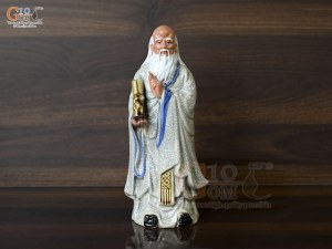 Tượng Lão Tử men rạn cổ, cao 27cm
