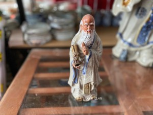 Tượng Lão Tử men rạn cổ, cao 27cm