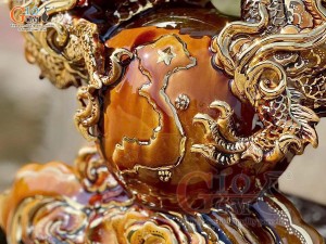 Tượng Linh vật Giáp Thìn Thiên Long Việt Đồ vẽ vàng 24k cao cấp, cao 42cm