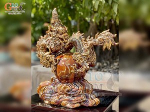 Tượng Linh vật Giáp Thìn Thiên Long Việt Đồ vẽ vàng 24k cao cấp, cao 42cm