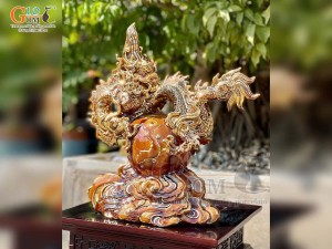 Tượng Linh vật Giáp Thìn Thiên Long Việt Đồ vẽ vàng 24k cao cấp, cao 42cm