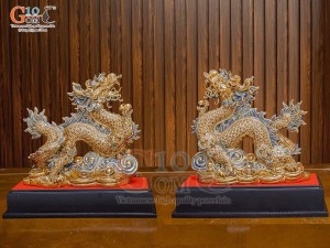 Tượng Linh vật Giáp Thìn vẽ vàng 24k cao cấp, cao 23x22cm