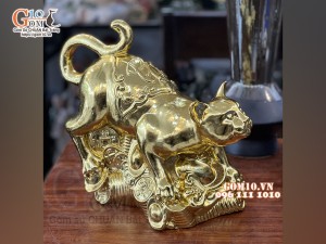 Tượng Linh vật Quý Mão dát vàng cao cấp, cao 33x37cm